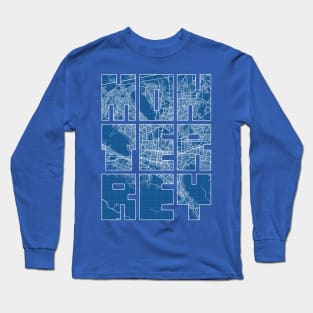 Monterrey, Mexico City Map Typography - Blueprint Long Sleeve T-Shirt